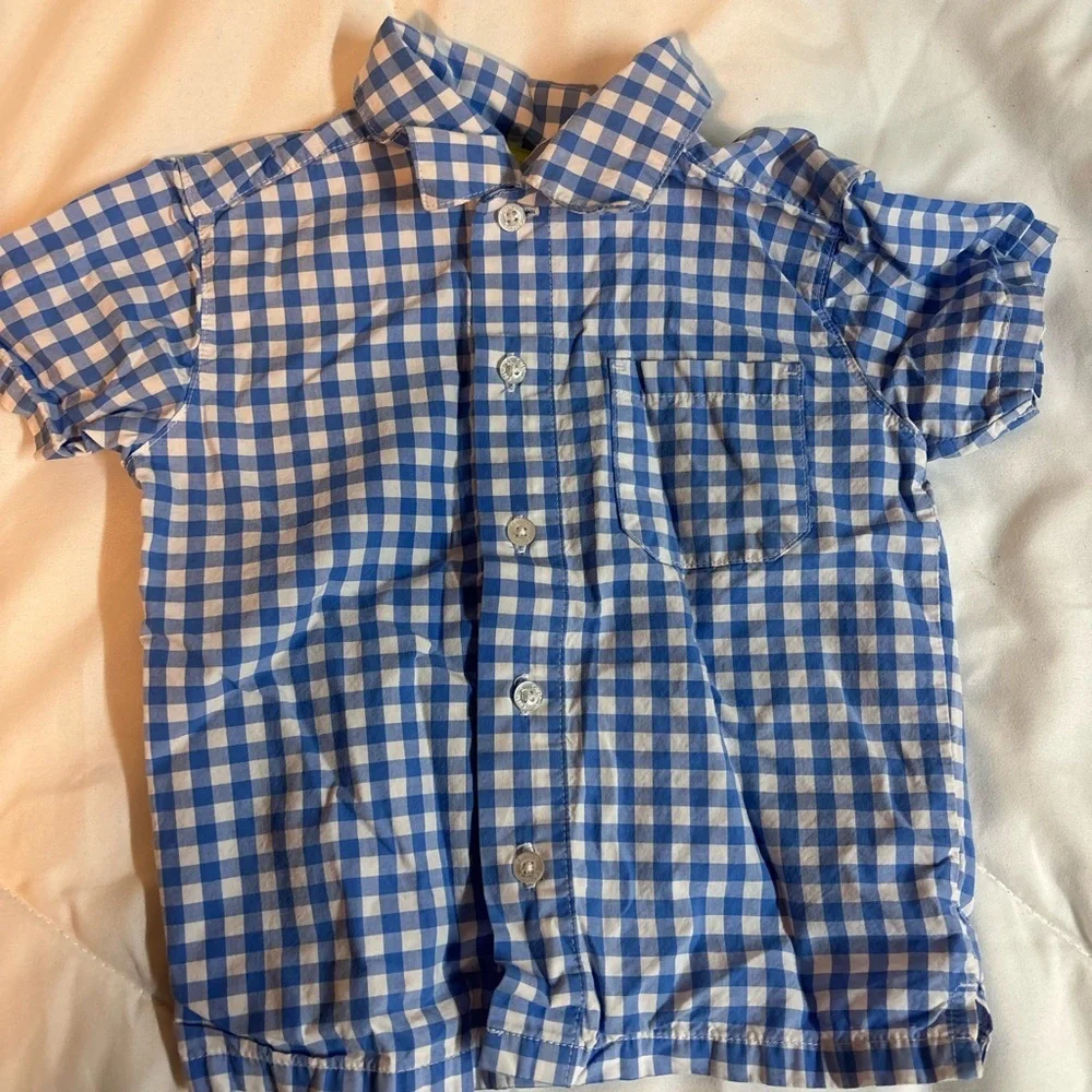 Set of 4 Kids Plaid Button-Down Shirts - Blue, Yellow, Purple, Tan 2T